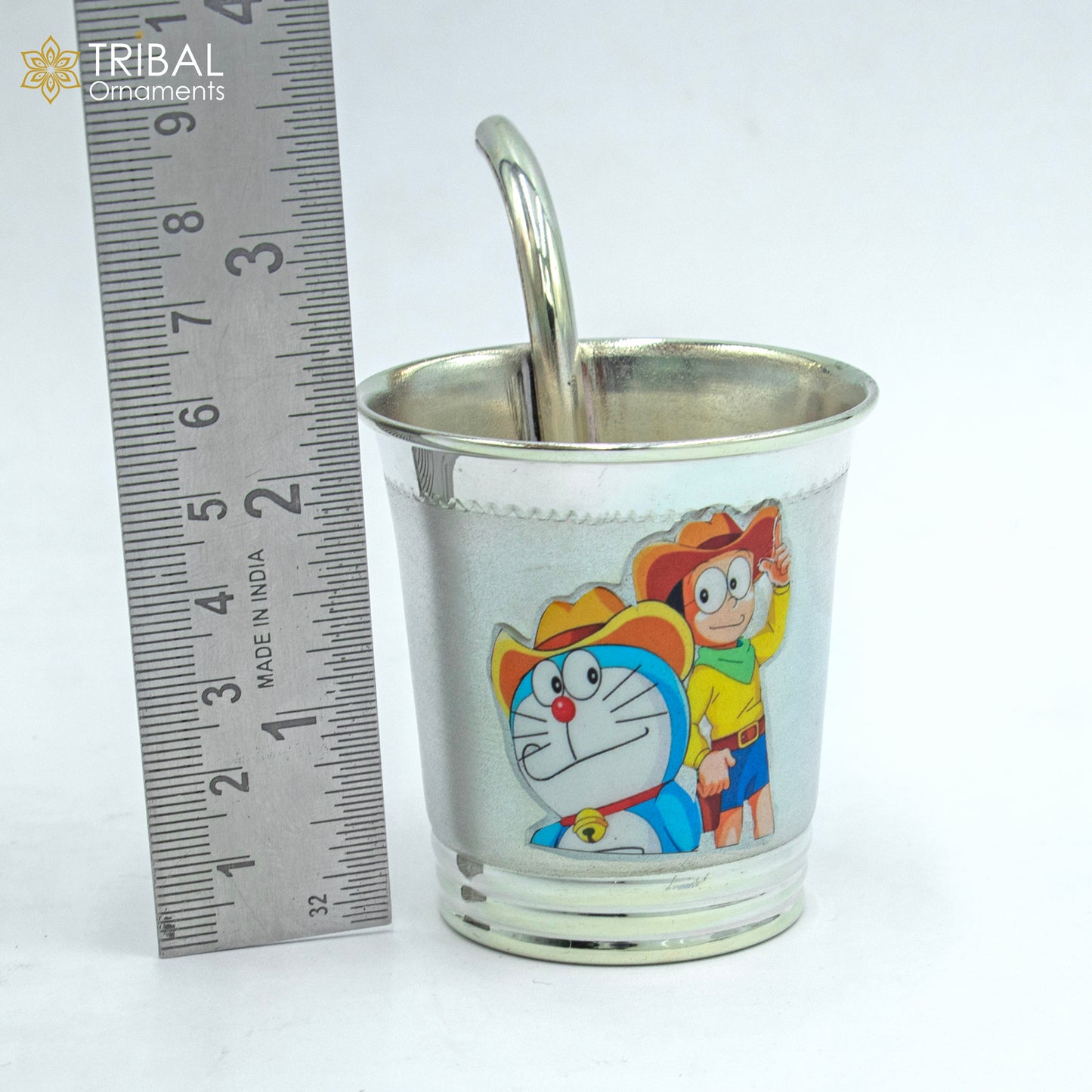 925 Sterling silver doorman cartoon design baby milk glass/ baby water glass/ best kids gifting article sv300 - TRIBAL ORNAMENTS