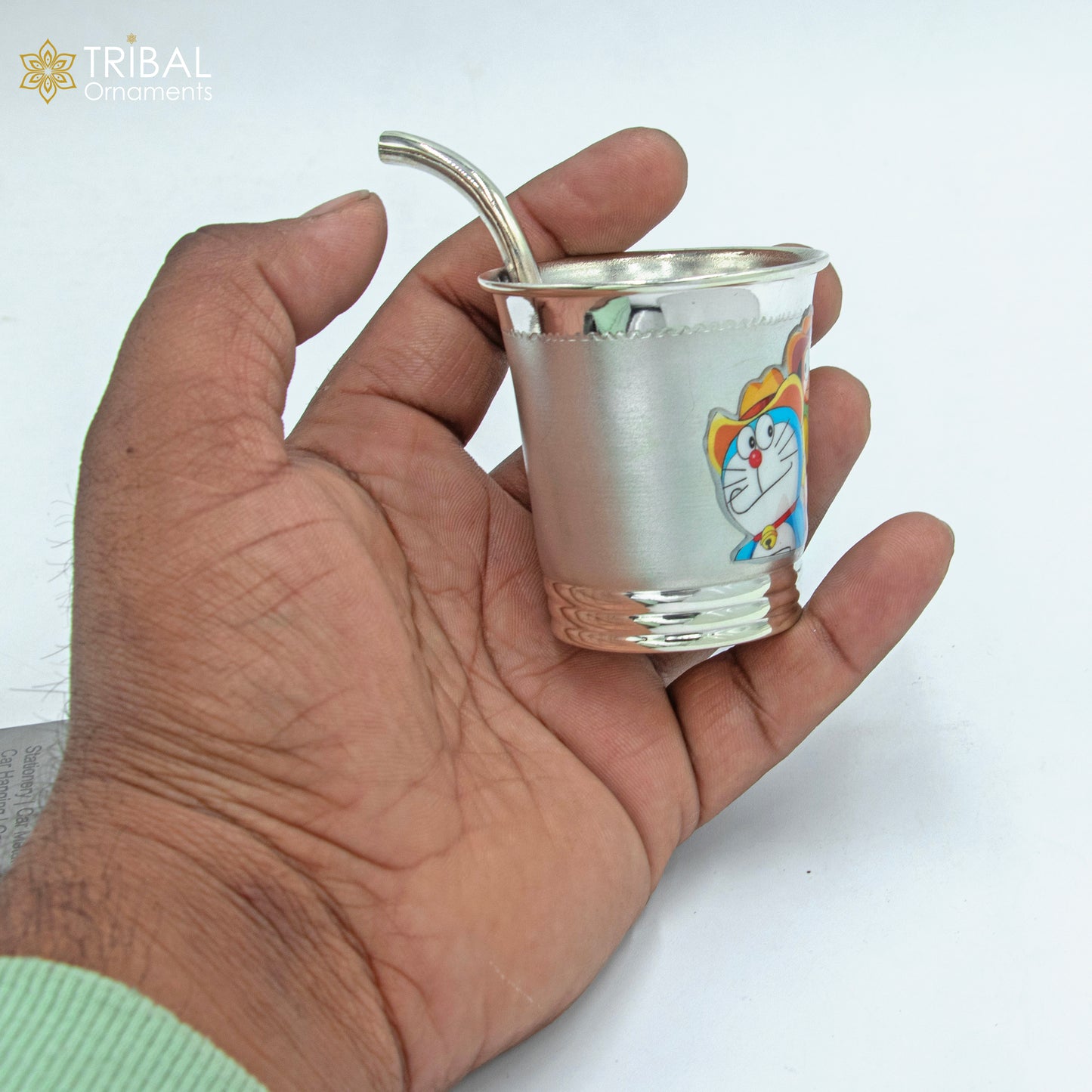 925 Sterling silver doorman cartoon design baby milk glass/ baby water glass/ best kids gifting article sv300 - TRIBAL ORNAMENTS