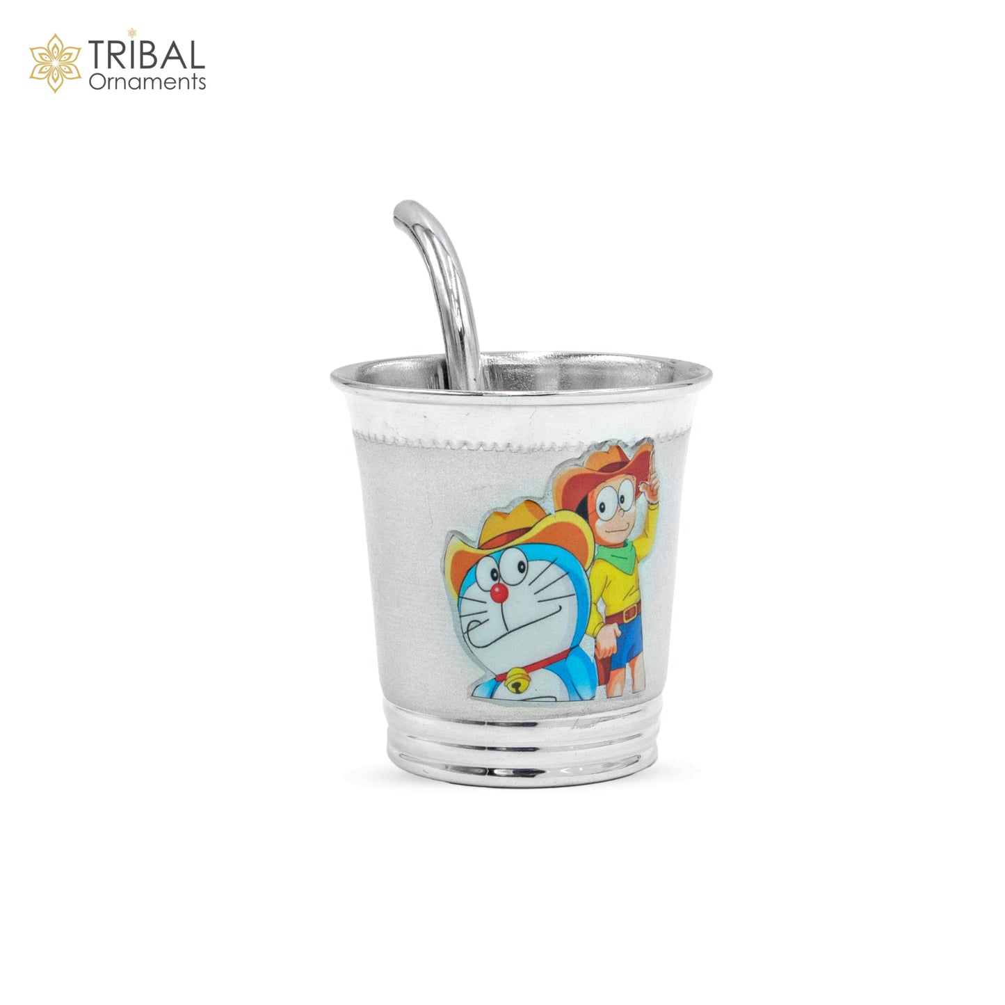 925 Sterling silver doorman cartoon design baby milk glass/ baby water glass/ best kids gifting article sv300 - TRIBAL ORNAMENTS