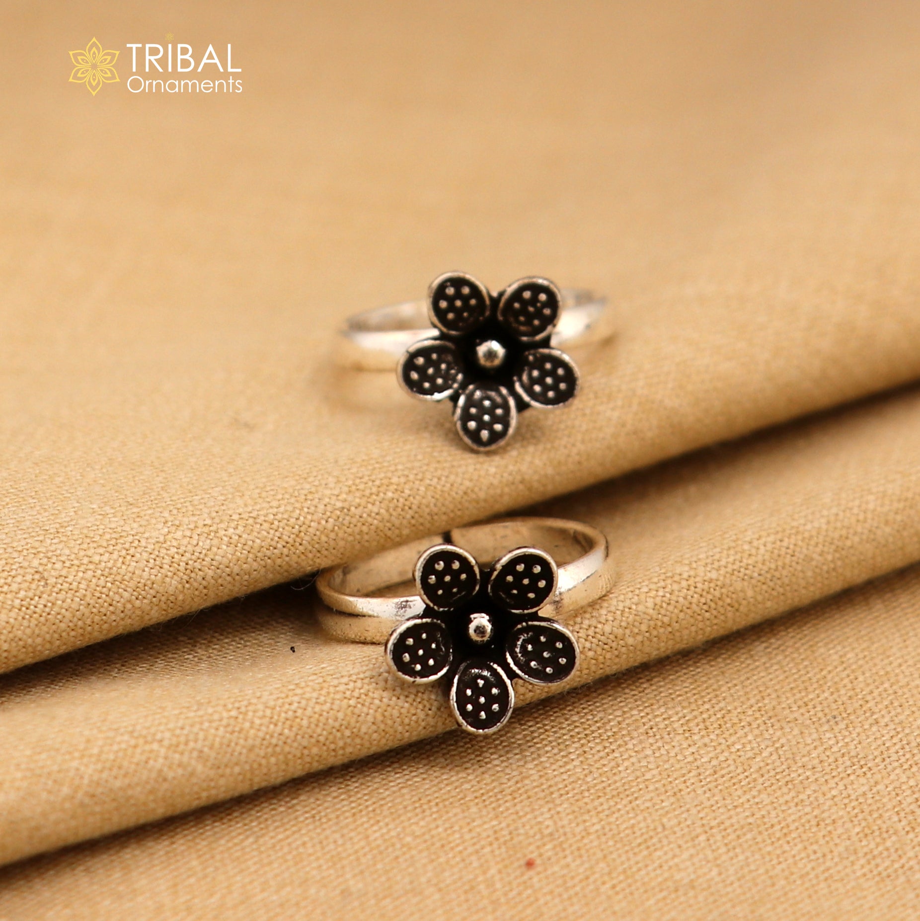 925 sterling silver elegant floral design handmade toe ring, toe band stylish modern women's brides jewelry, india traditional jewelry ytr43 - TRIBAL ORNAMENTS