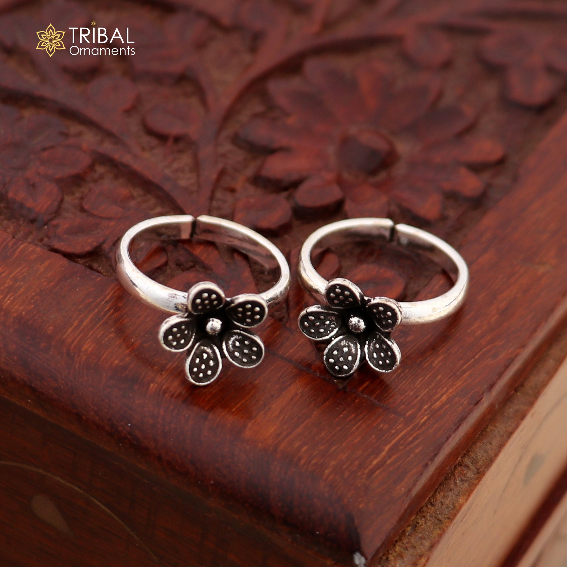 925 sterling silver elegant floral design handmade toe ring, toe band stylish modern women's brides jewelry, india traditional jewelry ytr43 - TRIBAL ORNAMENTS