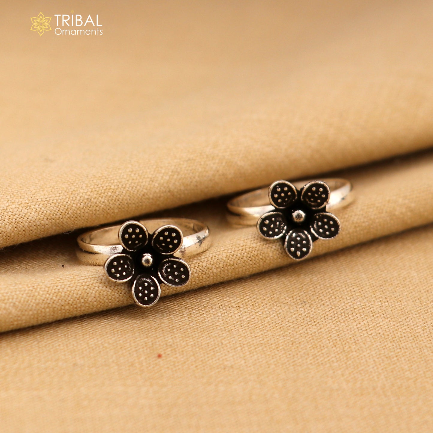 925 sterling silver elegant floral design handmade toe ring, toe band stylish modern women's brides jewelry, india traditional jewelry ytr43 - TRIBAL ORNAMENTS