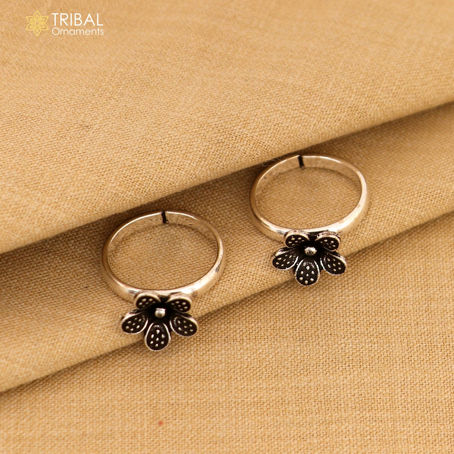 925 sterling silver elegant floral design handmade toe ring, toe band stylish modern women's brides jewelry, india traditional jewelry ytr43 - TRIBAL ORNAMENTS