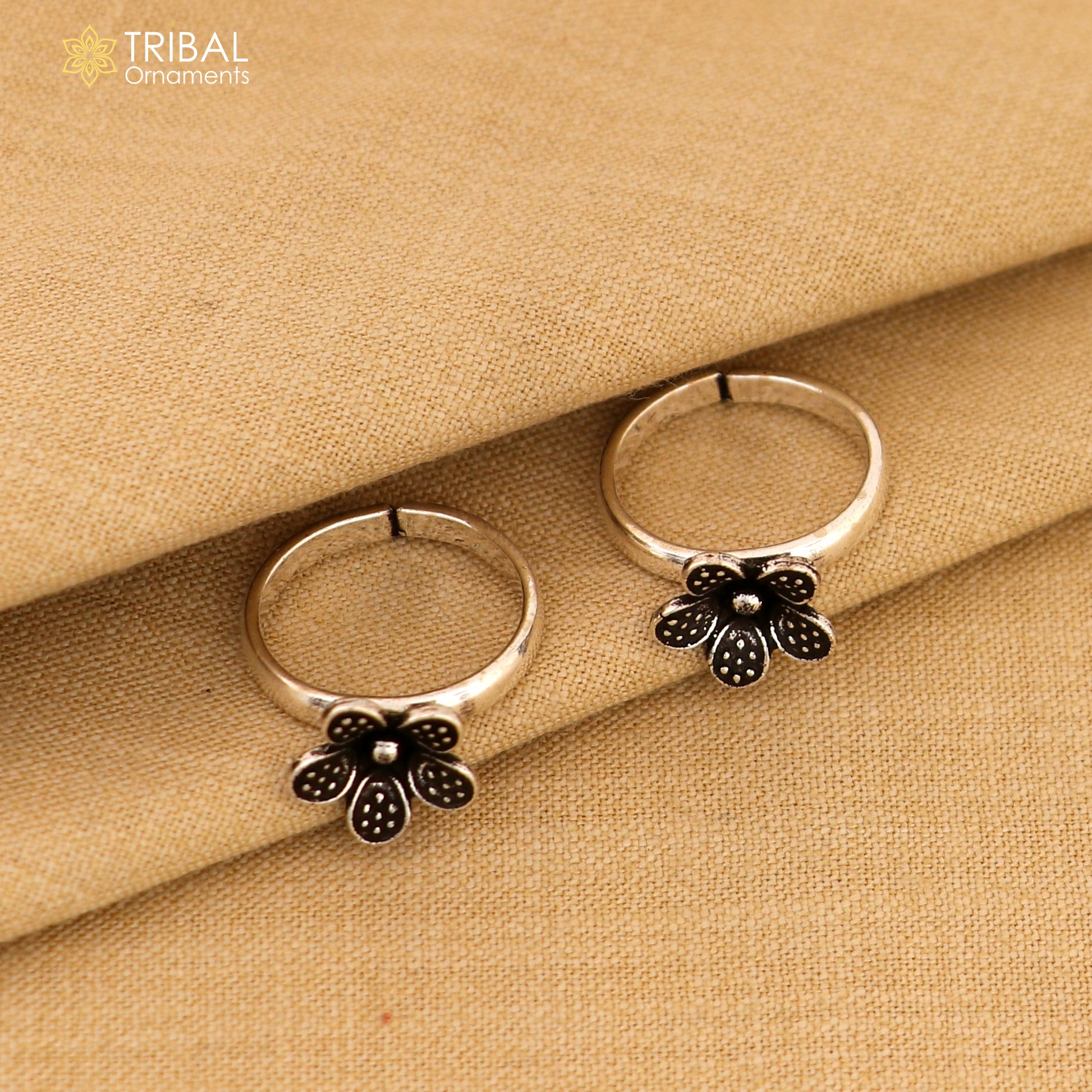 925 sterling silver elegant floral design handmade toe ring, toe band stylish modern women's brides jewelry, india traditional jewelry ytr43 - TRIBAL ORNAMENTS