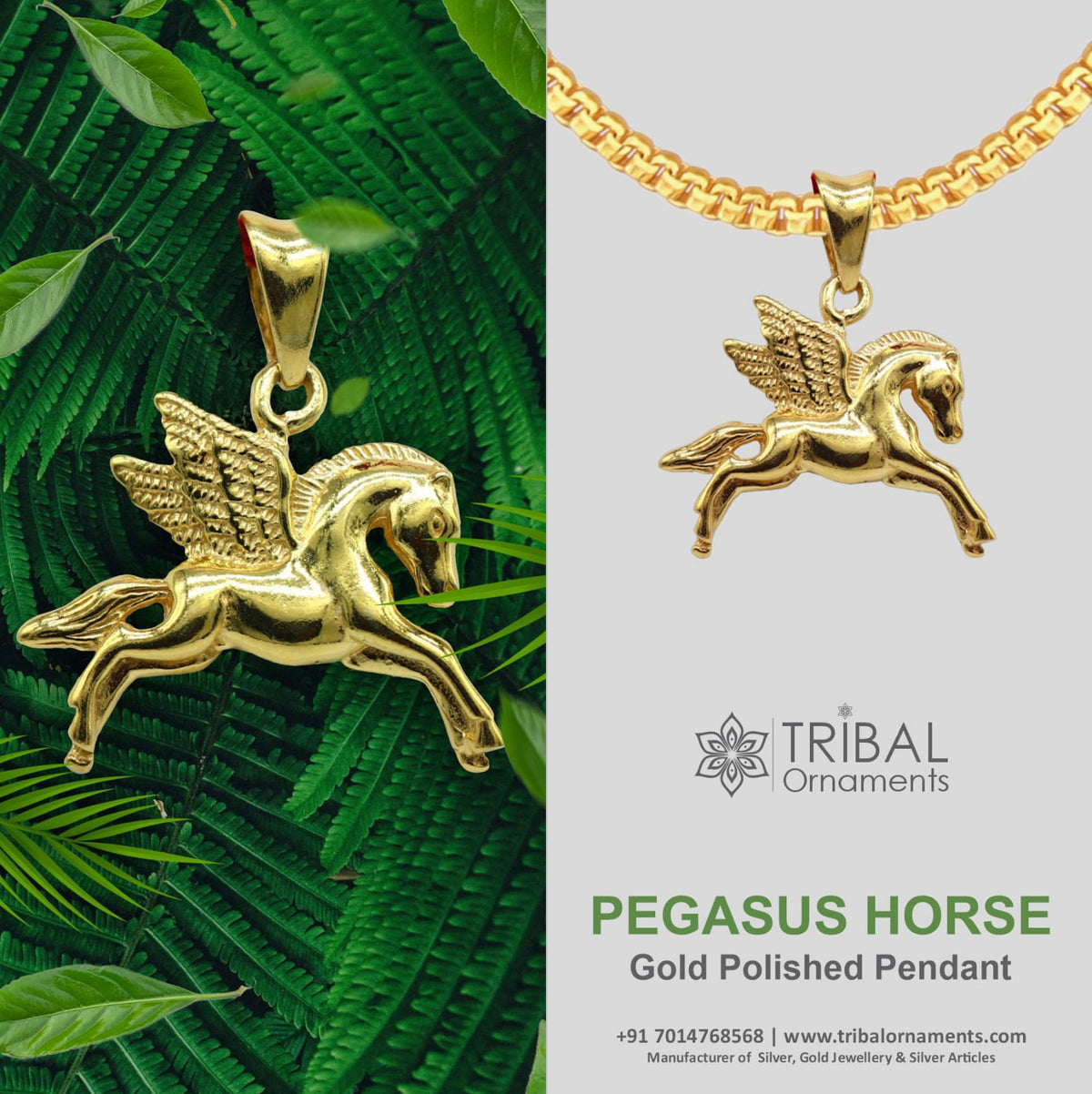 Sterling silver vintage horse Pegasus unicorn pendant by Tribal Ornaments, stylish and divine jewelry for boys and girls.