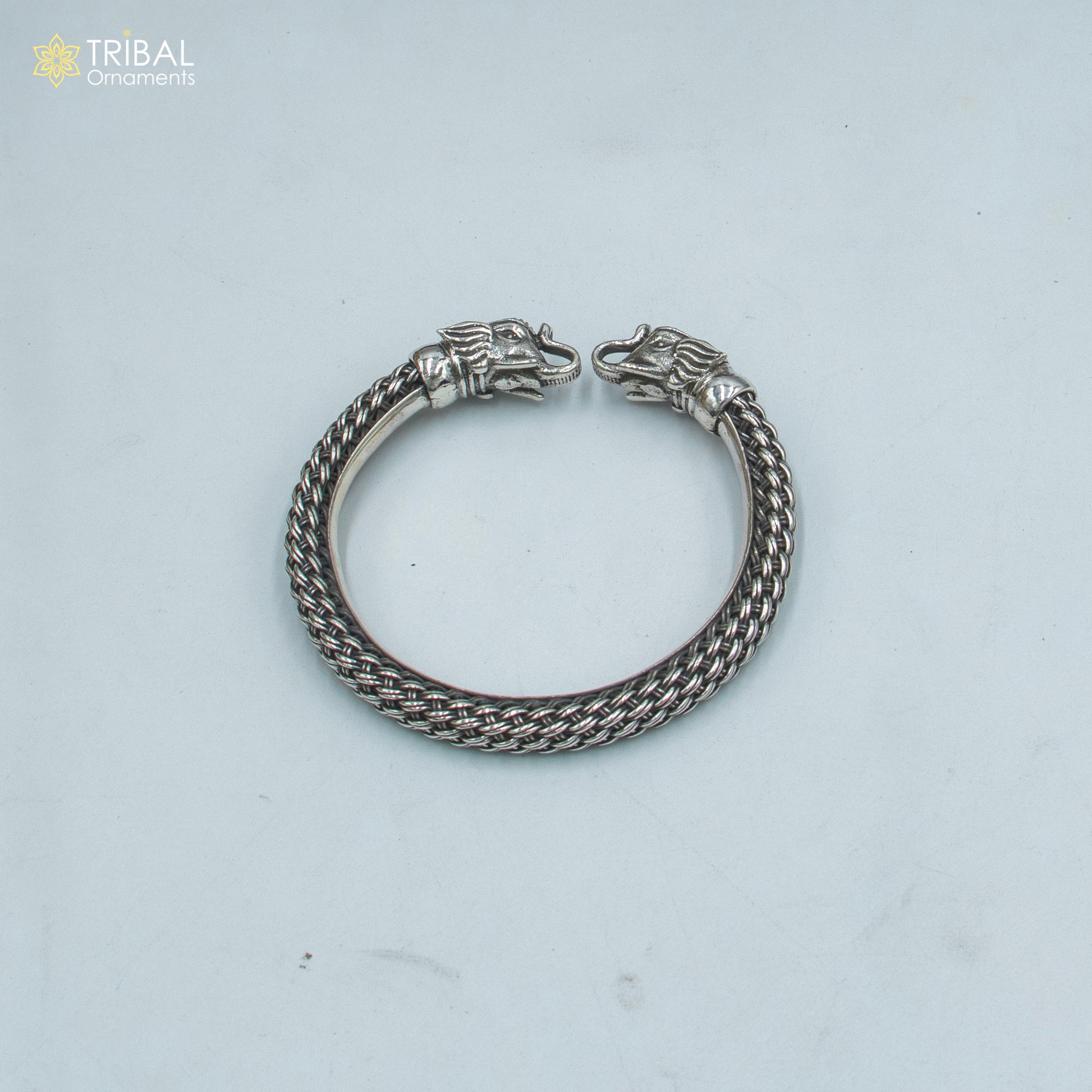 925 sterling silver Elephant bangle bracelet kada nsk902 - TRIBAL ORNAMENTS
