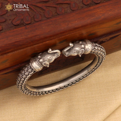 925 sterling silver Elephant bangle bracelet kada nsk902 - TRIBAL ORNAMENTS