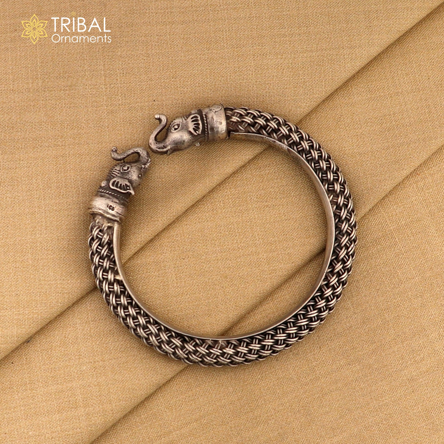925 sterling silver Elephant bangle bracelet kada nsk902 - TRIBAL ORNAMENTS