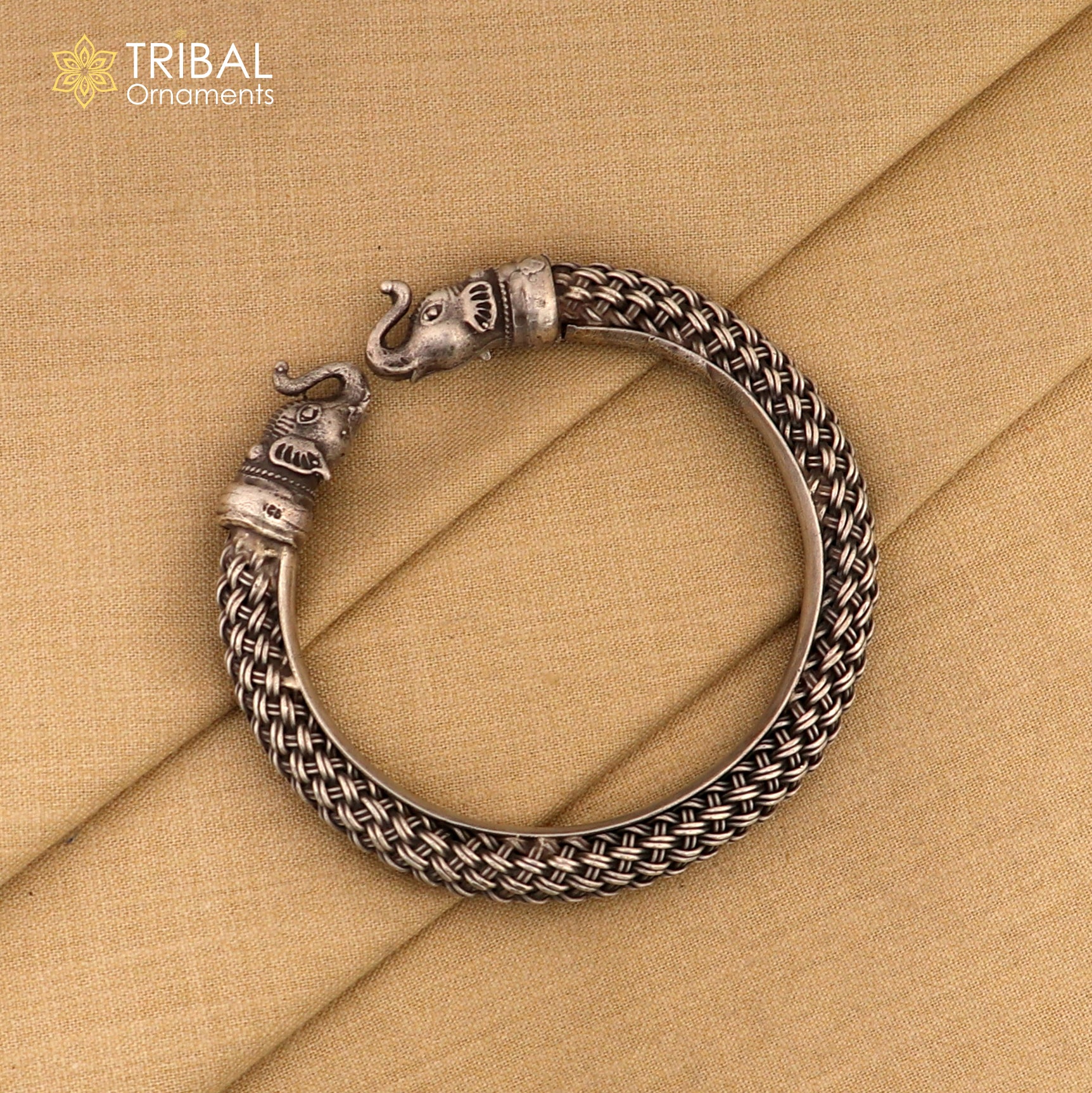925 sterling silver Elephant bangle bracelet kada nsk902 - TRIBAL ORNAMENTS