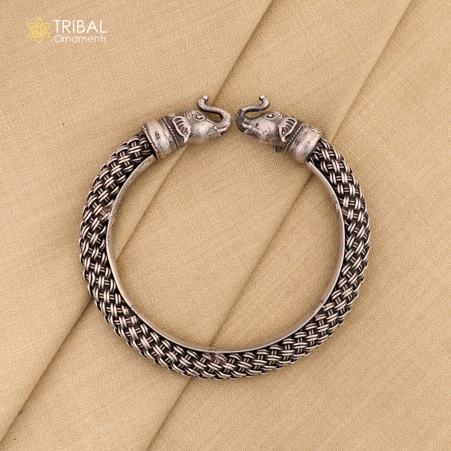 925 sterling silver Elephant bangle bracelet kada nsk902 - TRIBAL ORNAMENTS