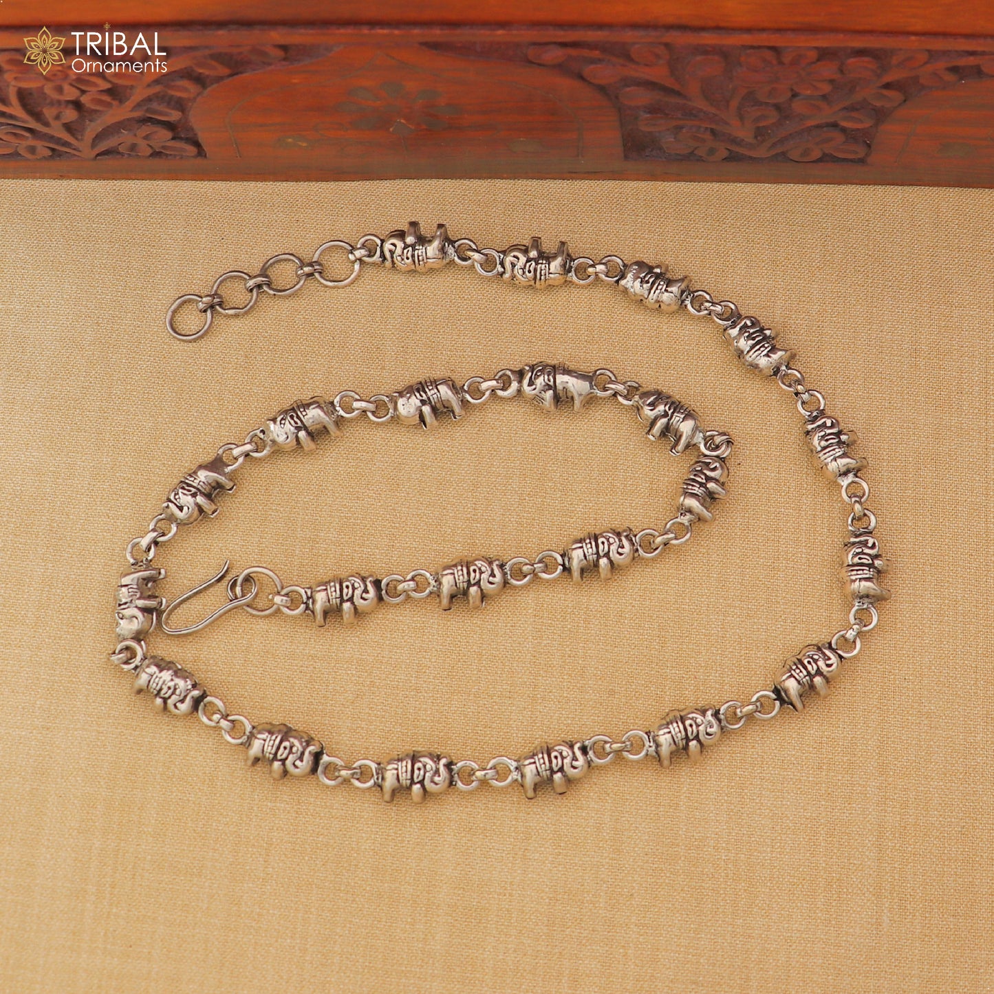 925 sterling silver elephant design chain for unisex jewelry ch626 - TRIBAL ORNAMENTS