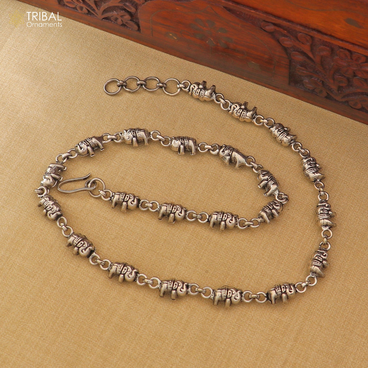 925 sterling silver elephant design chain for unisex jewelry ch626 - TRIBAL ORNAMENTS