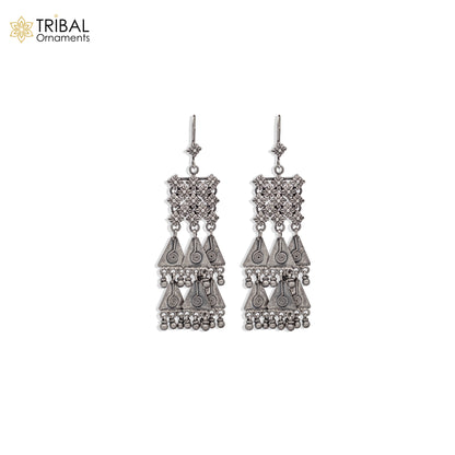 925 sterling silver ethnic choras design drop dangle earring banjara jewellery s1348 - TRIBAL ORNAMENTS