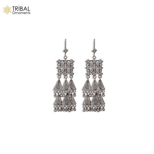925 sterling silver ethnic choras design drop dangle earring banjara jewellery s1348 - TRIBAL ORNAMENTS