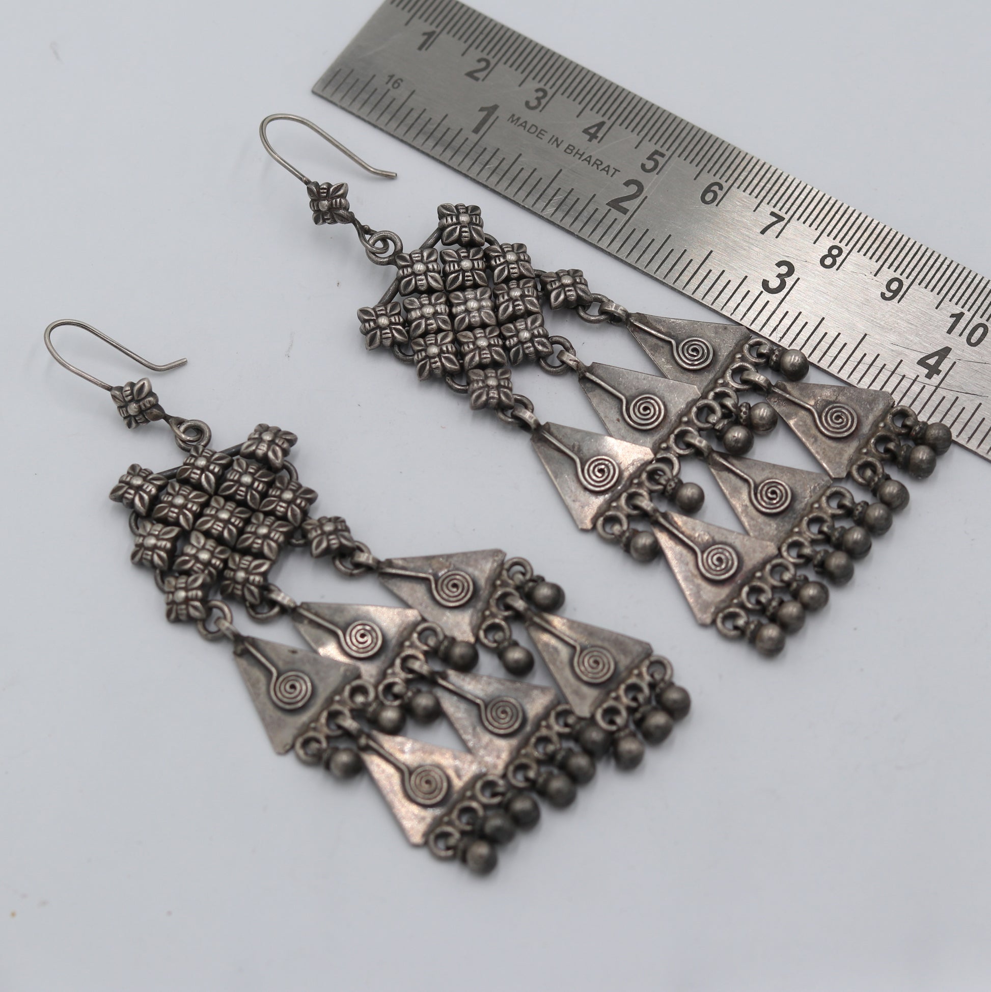 925 sterling silver ethnic choras design drop dangle earring banjara jewellery s1348 - TRIBAL ORNAMENTS