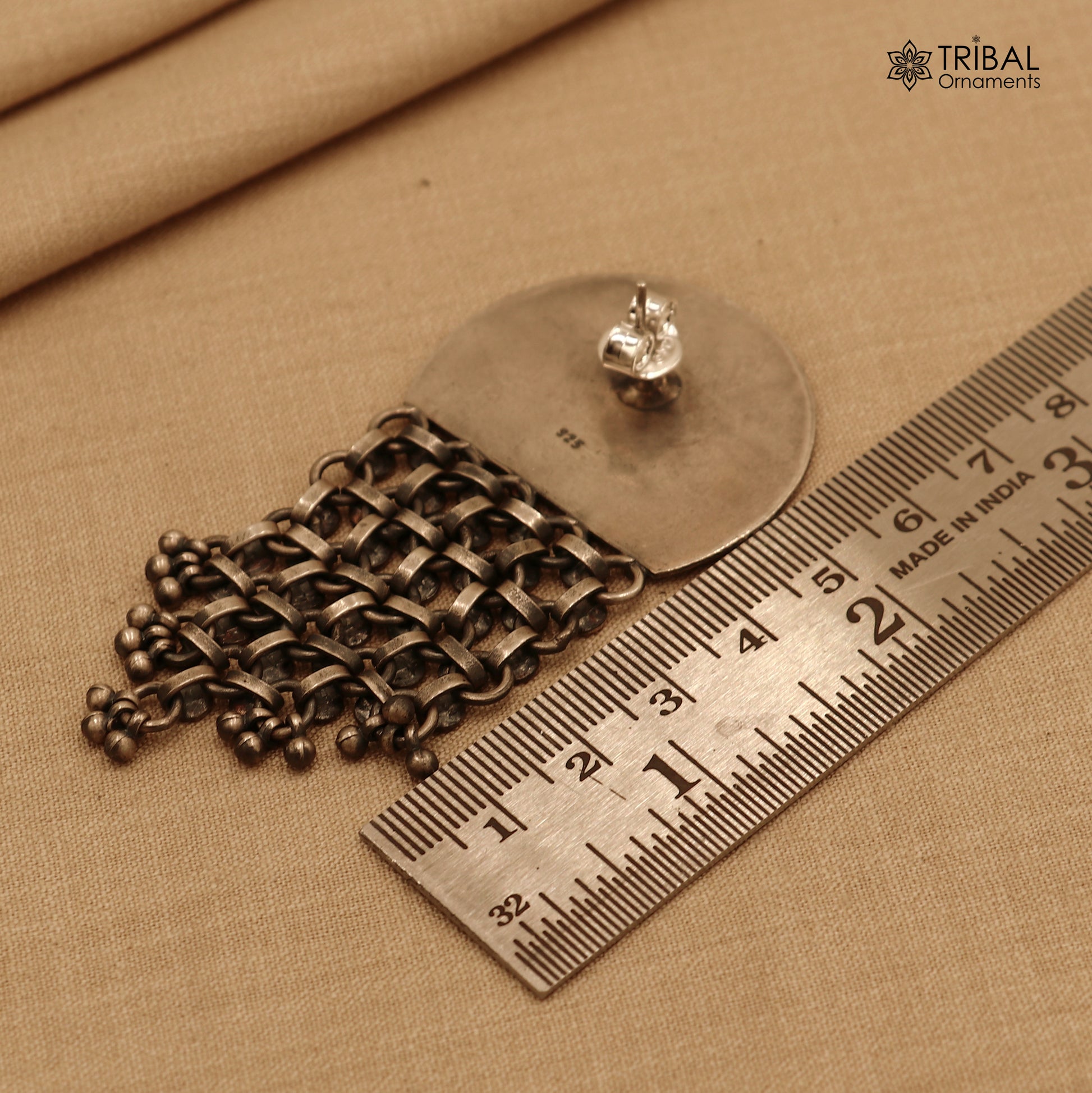 925 sterling silver ethnic floral style traditional drop dangle earring ear744 - TRIBAL ORNAMENTS