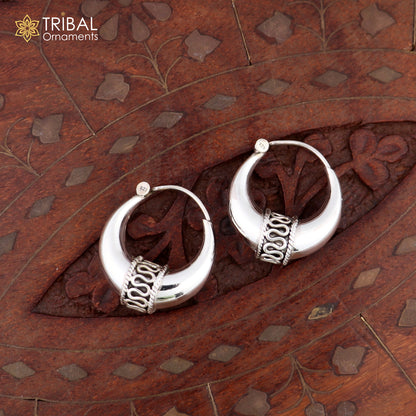 925 sterling silver ethnic hoops earrings kundal bali vintage design customized tribal belly dance custom made jewelry from india s856 - TRIBAL ORNAMENTS