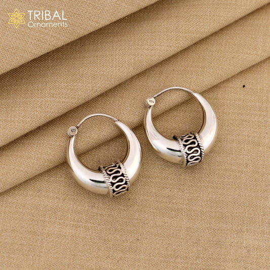 925 sterling silver ethnic hoops earrings kundal bali vintage design customized tribal belly dance custom made jewelry from india s856 - TRIBAL ORNAMENTS