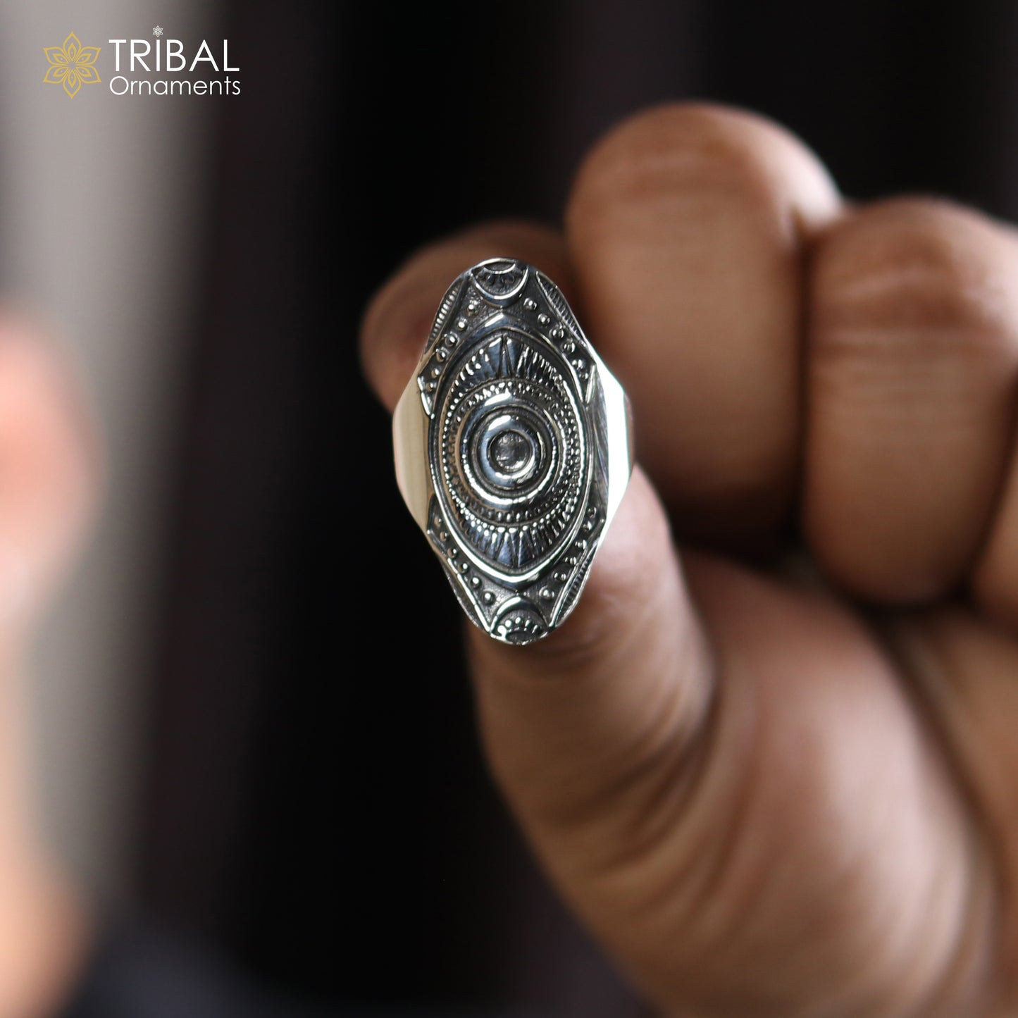 925 sterling silver ethnic mandala design ring men's Jewelry sr762 - TRIBAL ORNAMENTS