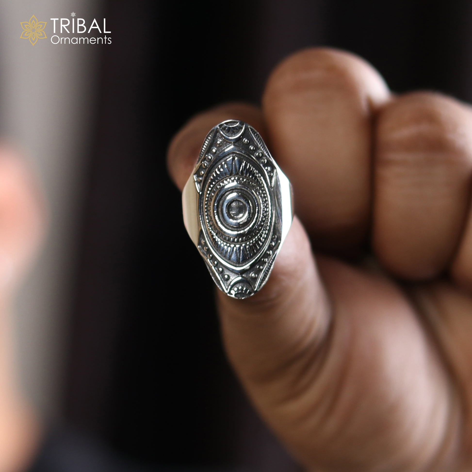 925 sterling silver ethnic mandala design ring men's Jewelry sr762 - TRIBAL ORNAMENTS