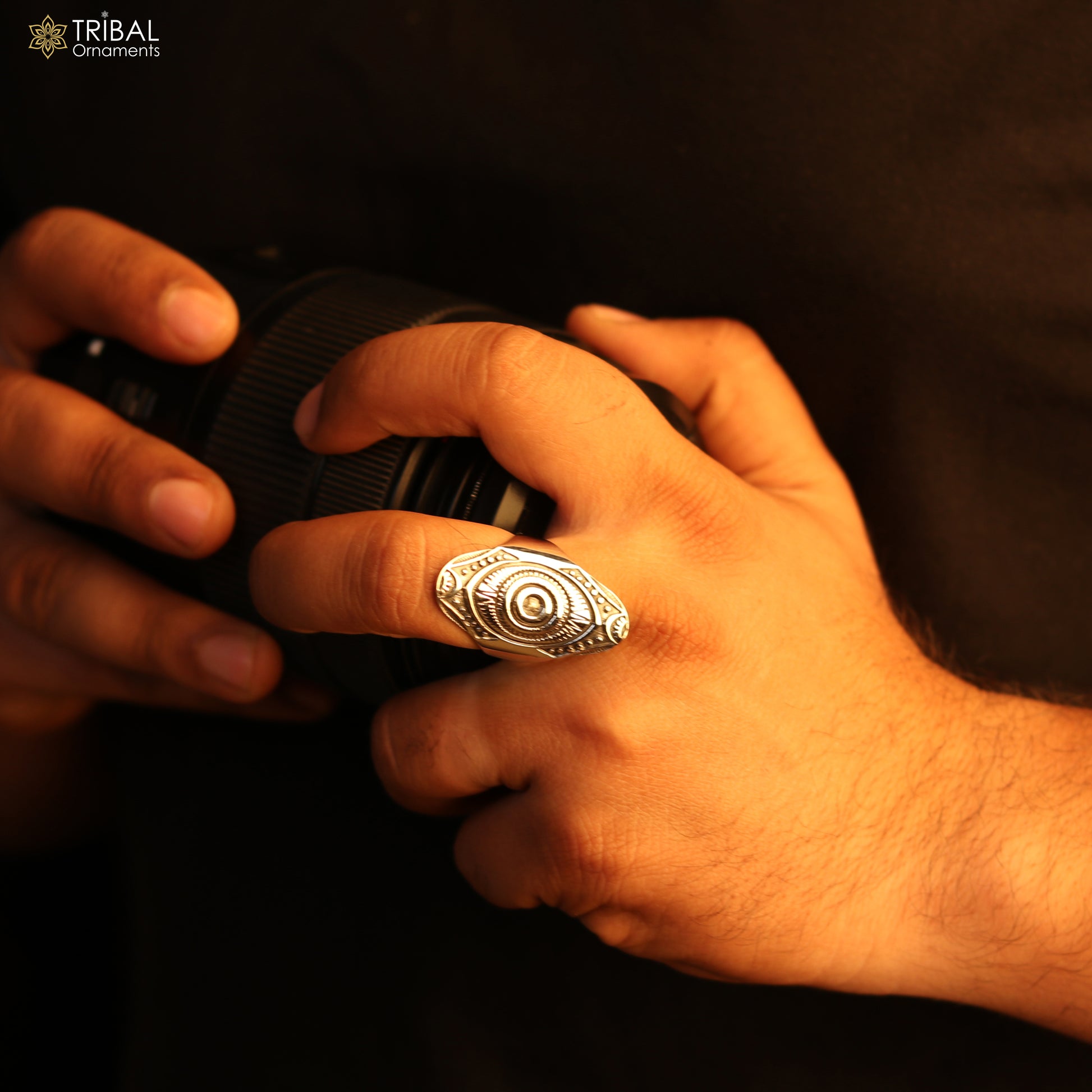 925 sterling silver ethnic mandala design ring men's Jewelry sr762 - TRIBAL ORNAMENTS