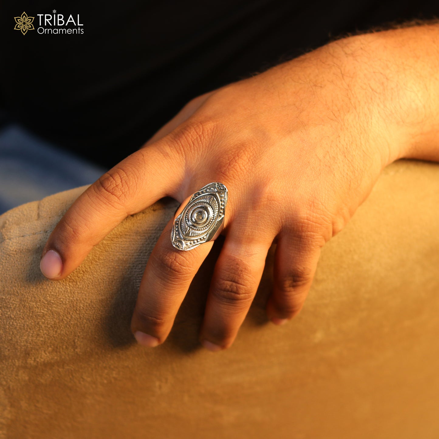 925 sterling silver ethnic mandala design ring men's Jewelry sr762 - TRIBAL ORNAMENTS