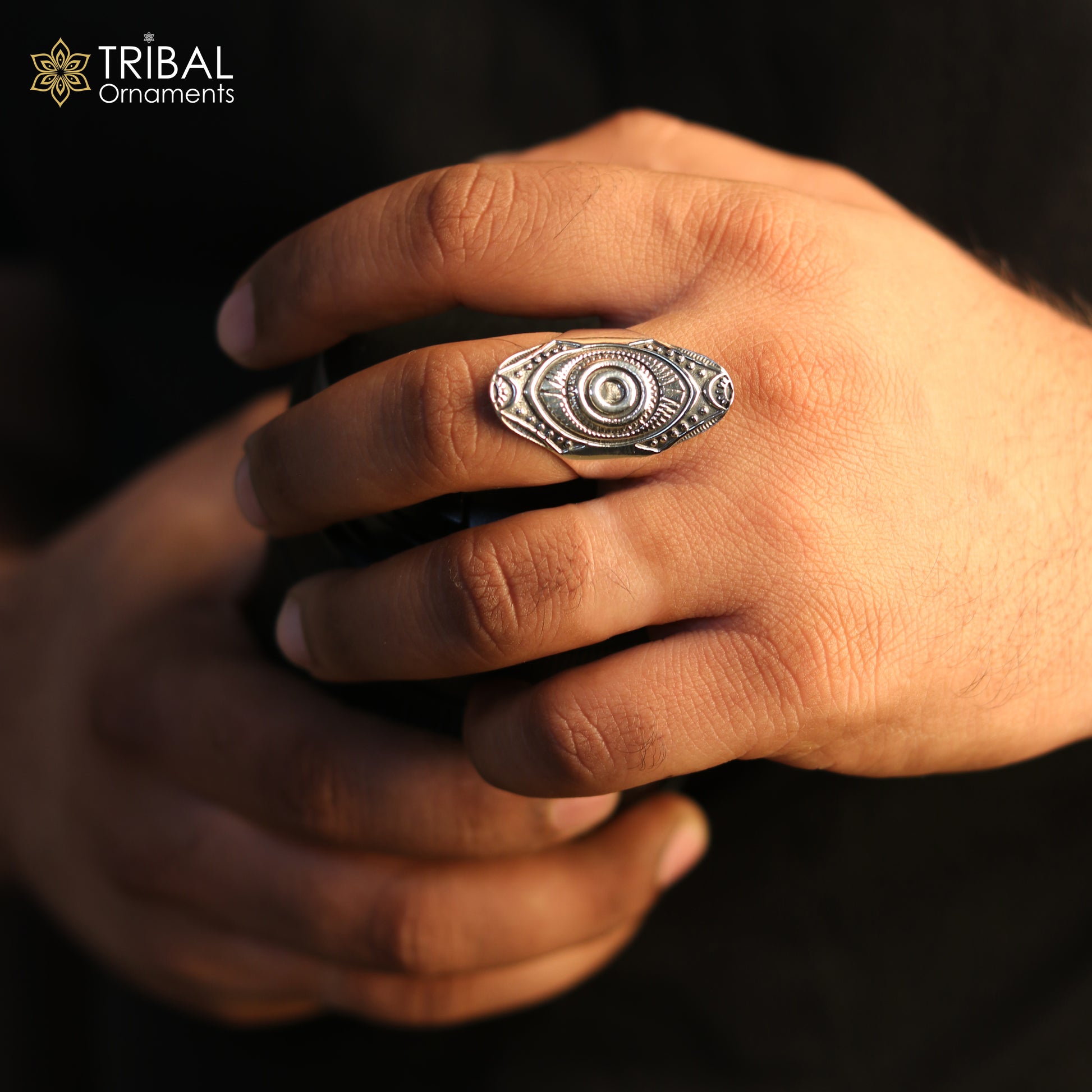 925 sterling silver ethnic mandala design ring men's Jewelry sr762 - TRIBAL ORNAMENTS
