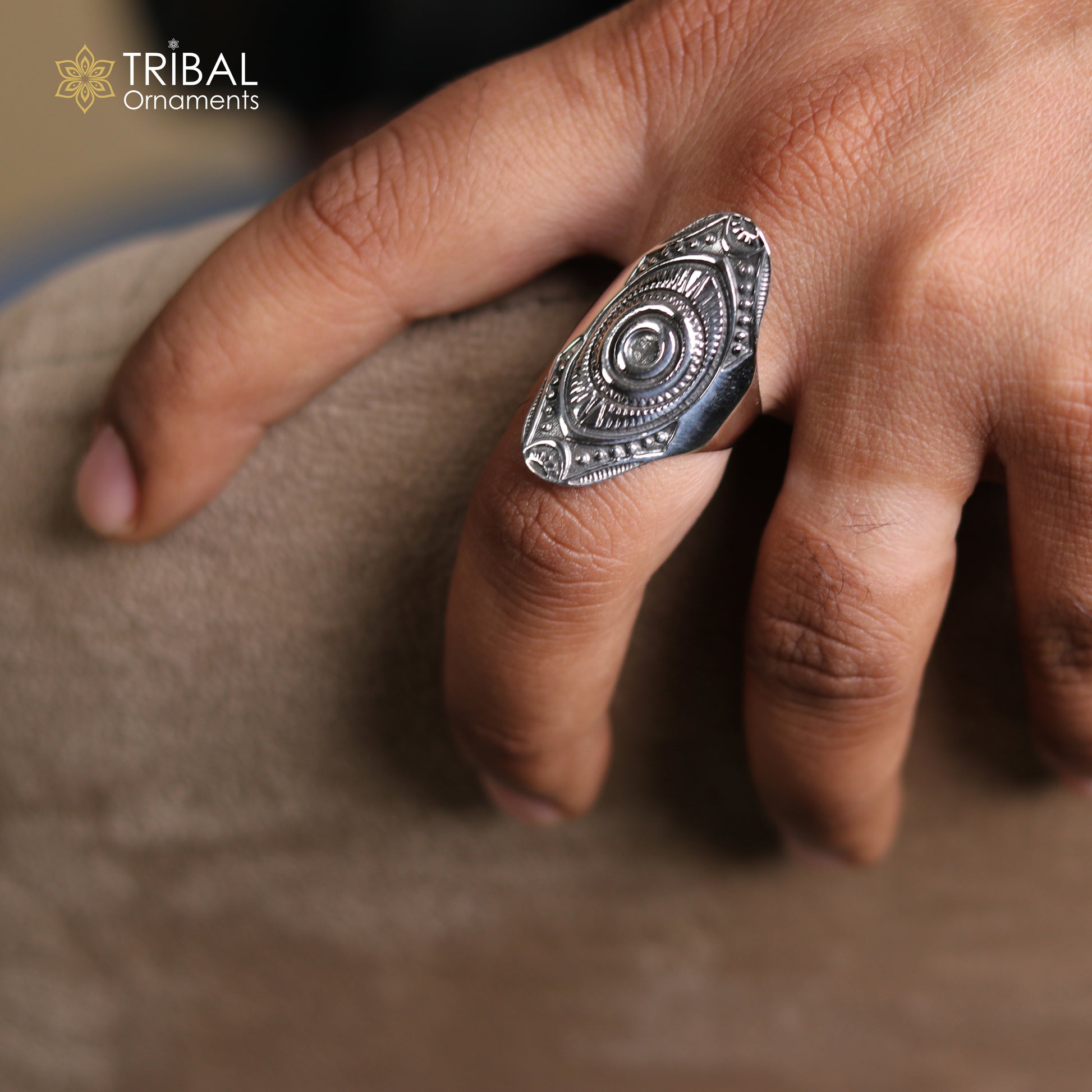 925 sterling silver ethnic mandala design ring men's Jewelry sr762 - TRIBAL ORNAMENTS