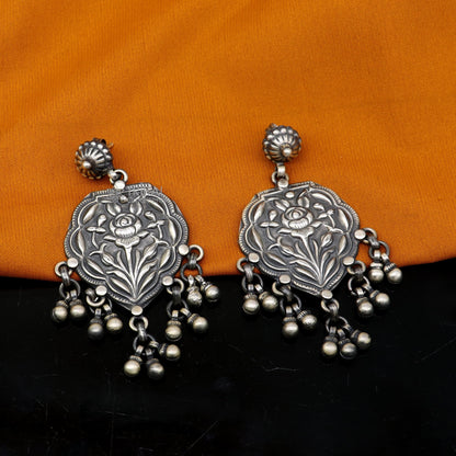 925 sterling silver ethnic tribal drop dangling earrings s1318 - TRIBAL ORNAMENTS