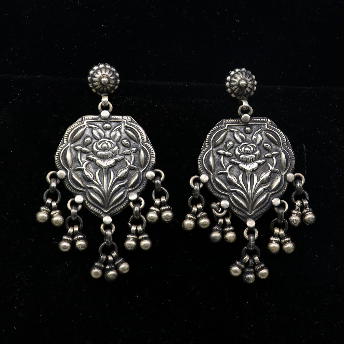 925 sterling silver ethnic tribal drop dangling earrings s1318 - TRIBAL ORNAMENTS