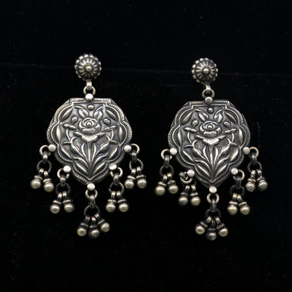 925 sterling silver ethnic tribal drop dangling earrings s1318 - TRIBAL ORNAMENTS