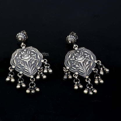 925 sterling silver ethnic tribal drop dangling earrings s1318 - TRIBAL ORNAMENTS