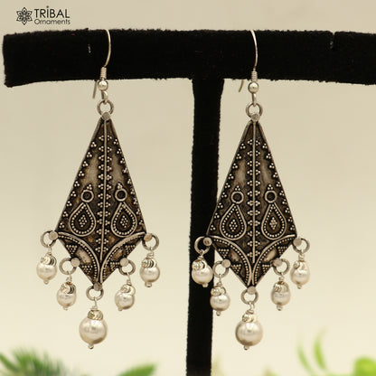 925 sterling silver ethnic vintage style traditional drop dangle earring ear745 - TRIBAL ORNAMENTS