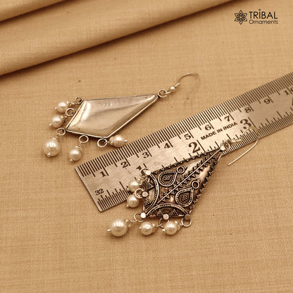 925 sterling silver ethnic vintage style traditional drop dangle earring ear745 - TRIBAL ORNAMENTS