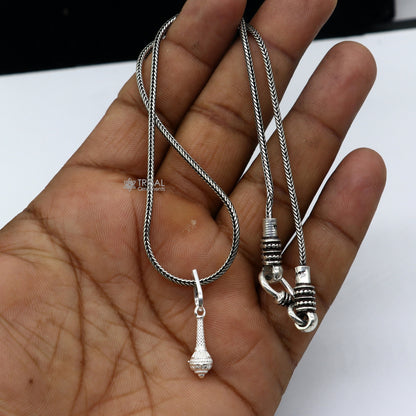 Sterling silver Hanuman weapon Gota Gada pendant with stylish unisex design, ideal for jewelry gifting from Tribal Ornaments.