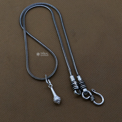 Sterling silver Hanuman weapon Gota pendant by Tribal Ornaments, stylish unisex jewelry with intricate Gada design.