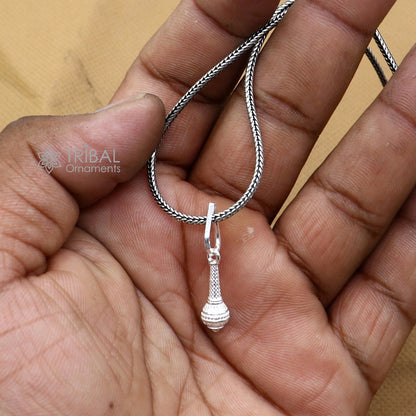 Sterling silver Hanuman weapon Gota Gada pendant featuring unique, stylish unisex design, perfect for jewelry gifting.