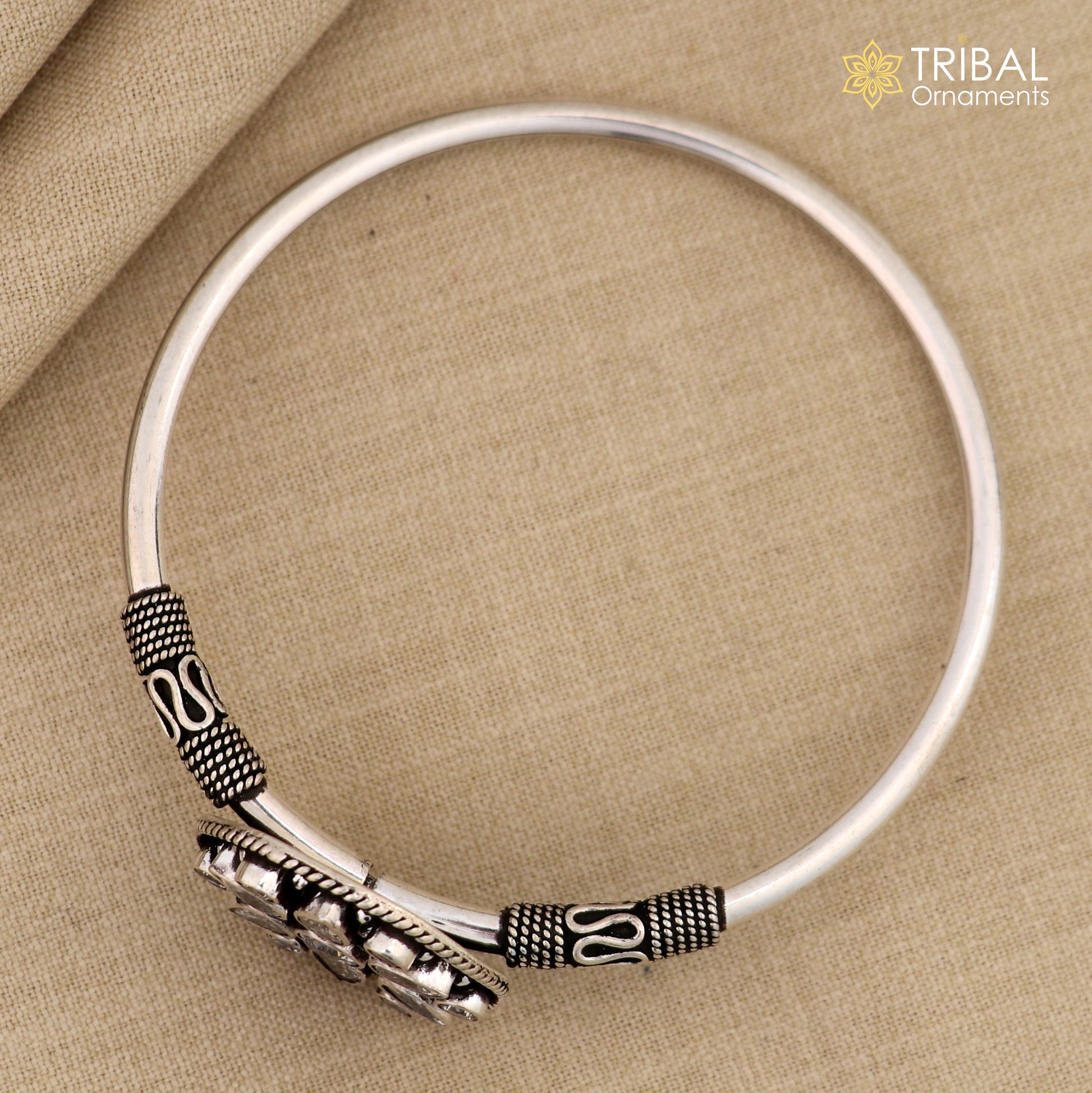 925 sterling silver fabulous cut stone bangle bracelet cuff kada girl's gift personalized jewelry nssk720 - TRIBAL ORNAMENTS