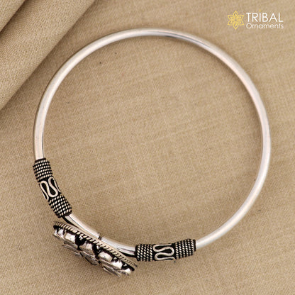 925 sterling silver bangle bracelet with a fabulous cut stone, featuring a cuff design from Tribal Ornaments, perfect for girls' jewelry.