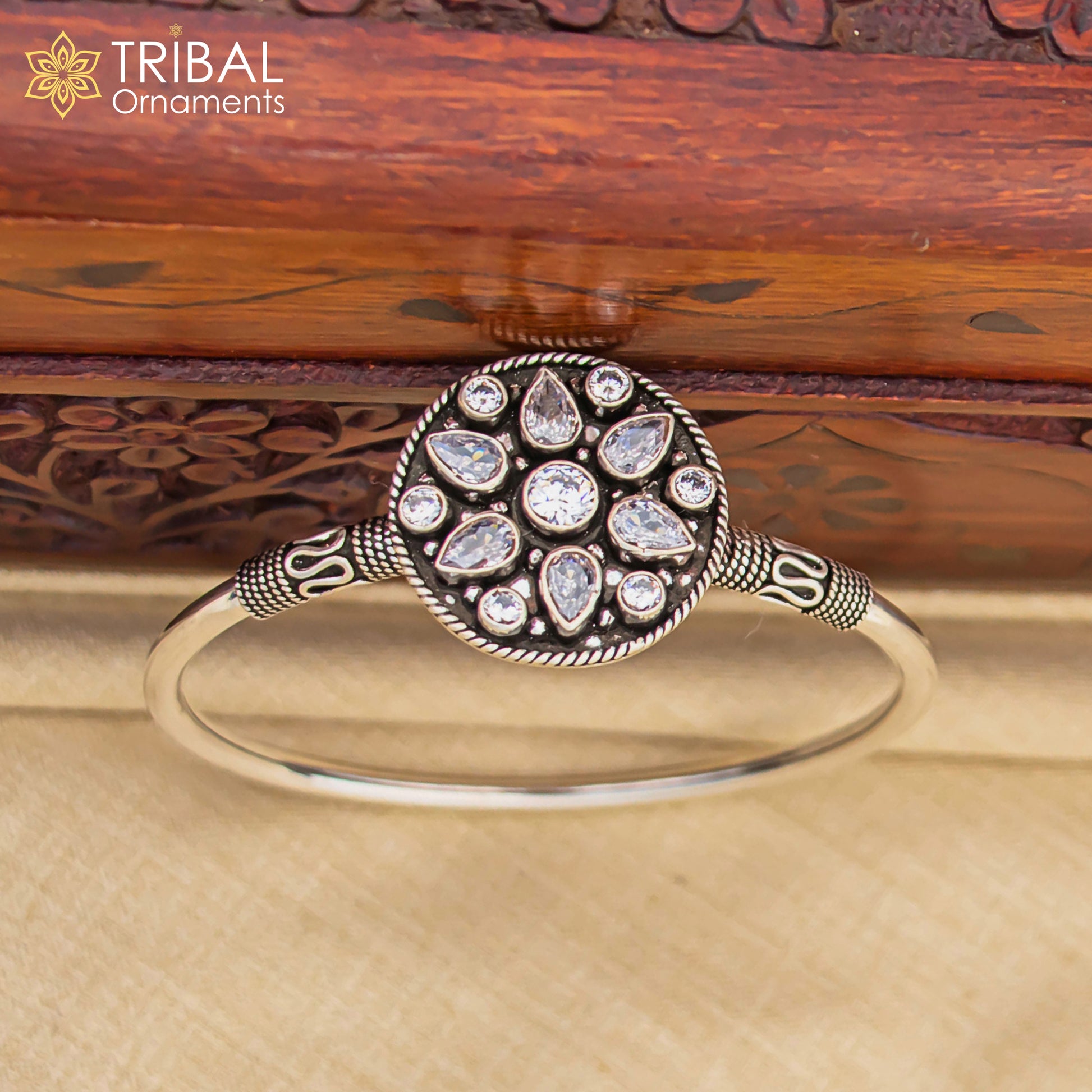 925 sterling silver fabulous cut stone bangle bracelet cuff kada girl's gift personalized jewelry nssk720 - TRIBAL ORNAMENTS