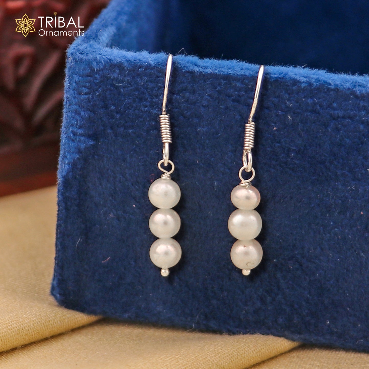 925 Sterling silver fabulous Hoops earrings with pearls stone stylish light weight delicate jewelry  s1208 - TRIBAL ORNAMENTS