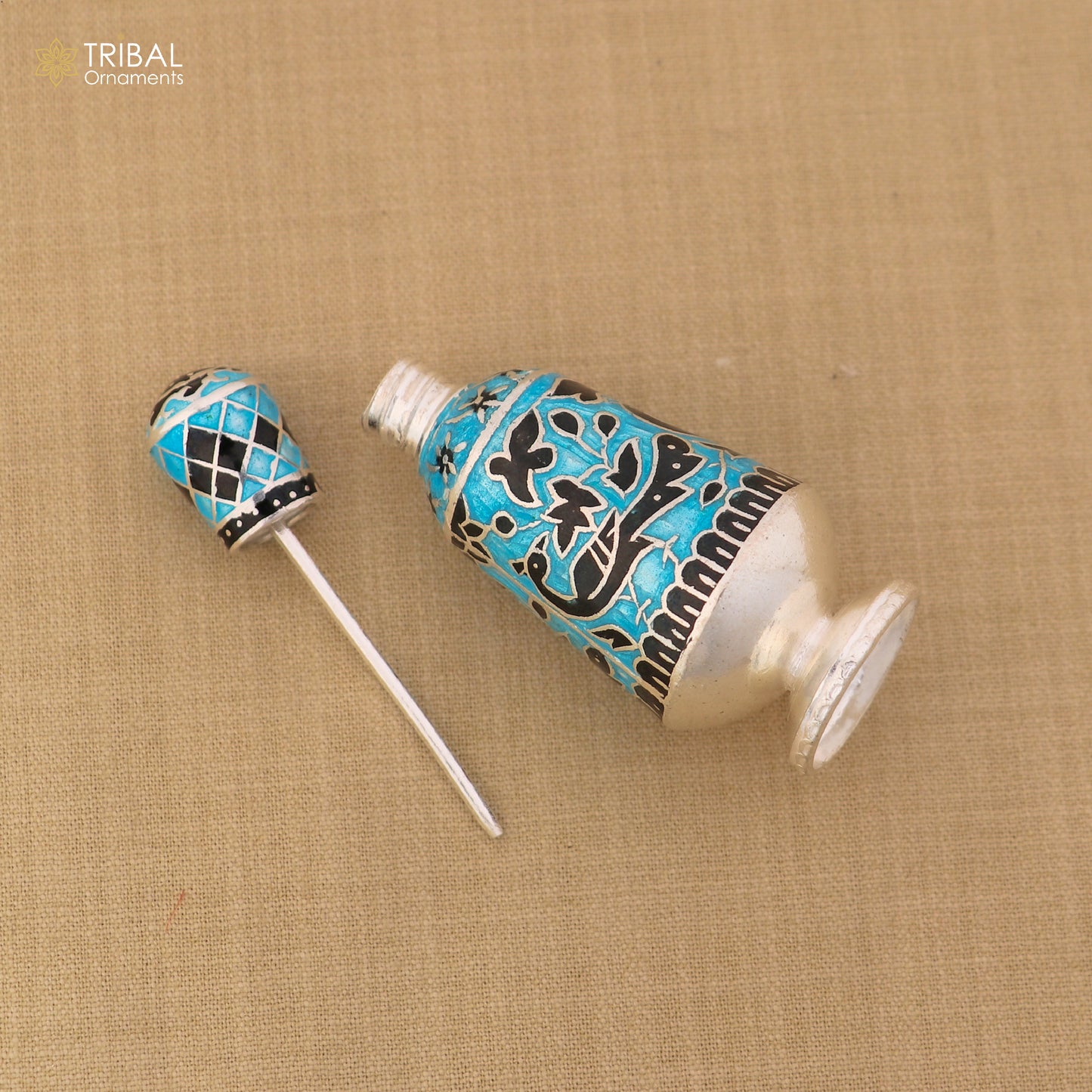 925 Sterling silver fabulous meenakari trinket box, container box, casket box,sindoor box, enamel work customized  box stb897 - TRIBAL ORNAMENTS