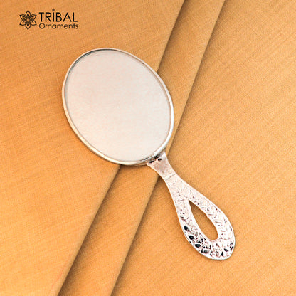 925 sterling silver vintage mirror frame by Tribal Ornaments, featuring intricate royal-style design, ideal for brides or decor.