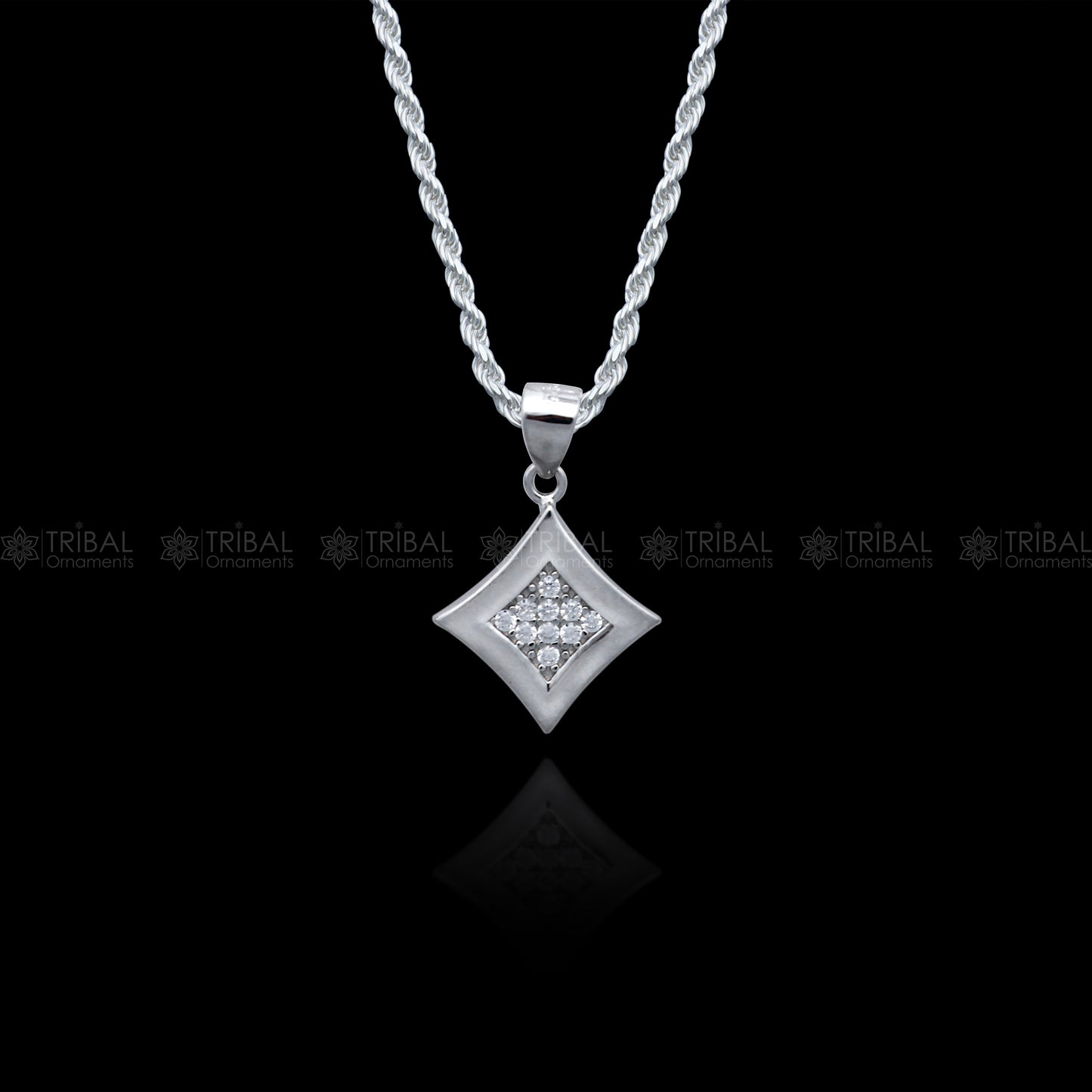 925 Sterling silver Fashionable diamond cubic zirconia stone  pendant set nsp971 - TRIBAL ORNAMENTS