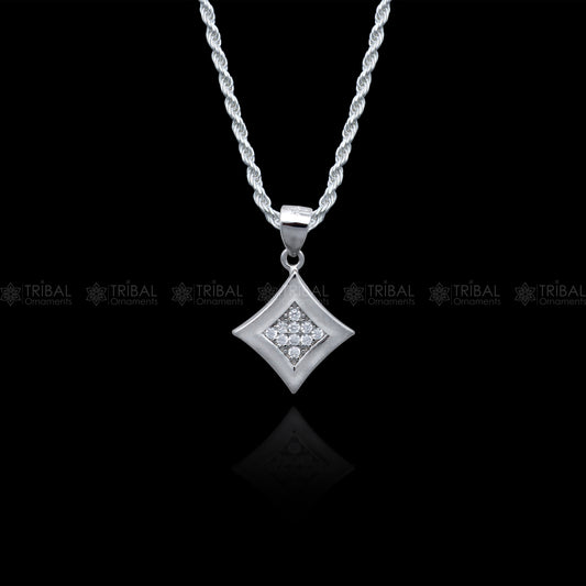 925 Sterling silver Fashionable diamond cubic zirconia stone  pendant set nsp971 - TRIBAL ORNAMENTS