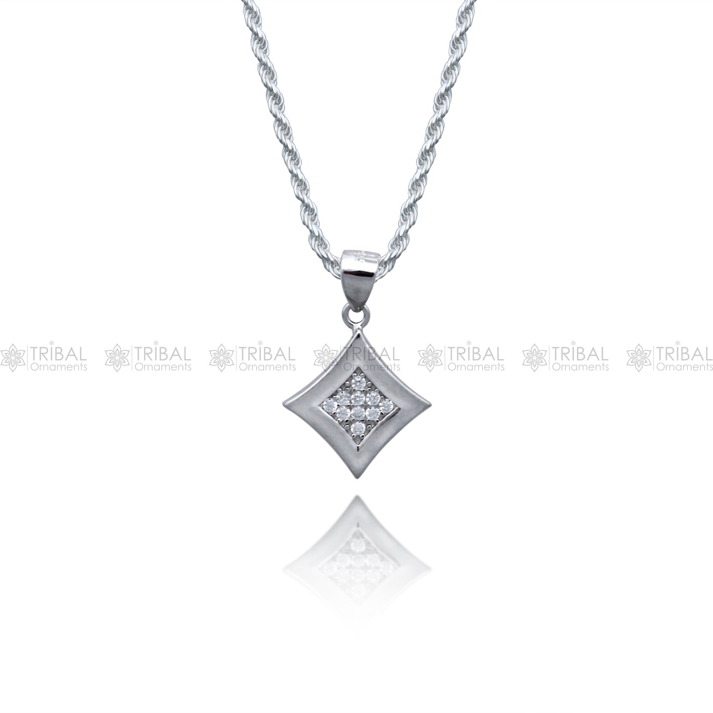 925 Sterling silver Fashionable diamond cubic zirconia stone  pendant set nsp971 - TRIBAL ORNAMENTS