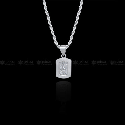 Sterling silver diamond cubic zirconia pendant set by Tribal Ornaments, featuring a stylish design with sparkling stones.