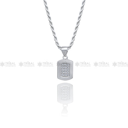 925 Sterling silver pendant set with sparkling cubic zirconia stones, featuring a fashionable design by TRIBAL ORNAMENTS.