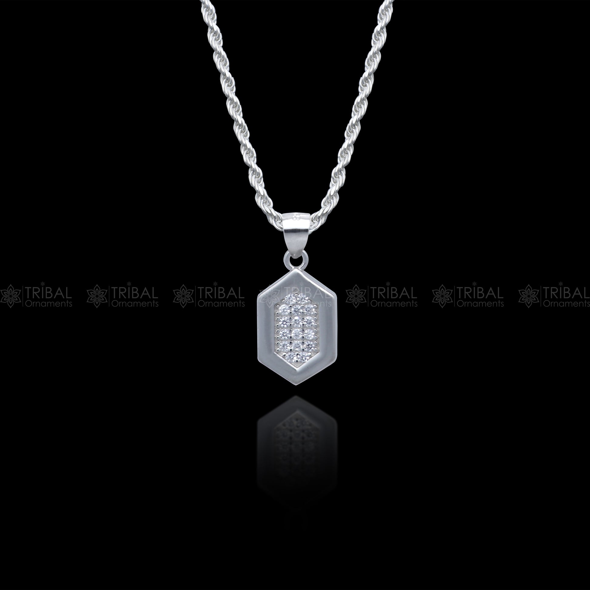 925 Sterling silver Fashionable diamond cubic zirconia stone  pendant set nsp975 - TRIBAL ORNAMENTS