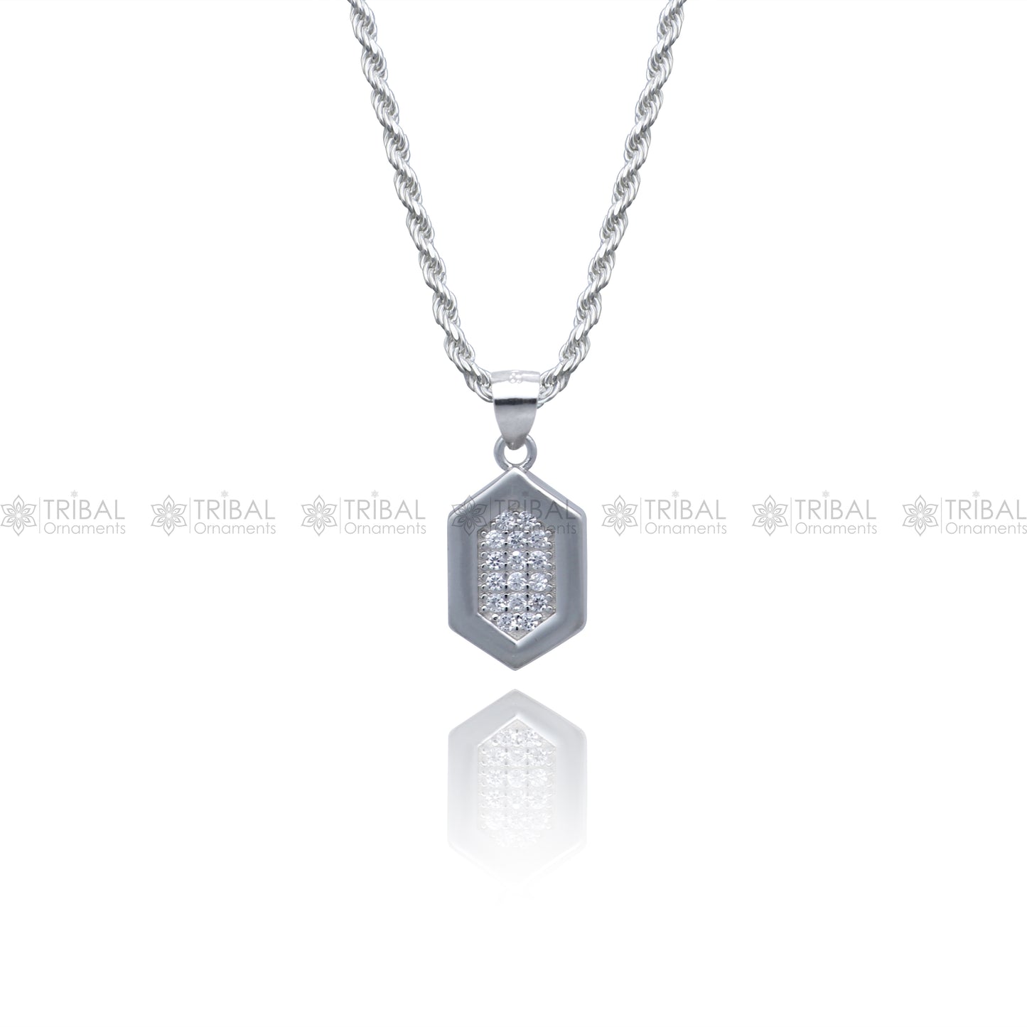 925 Sterling silver Fashionable diamond cubic zirconia stone  pendant set nsp975 - TRIBAL ORNAMENTS